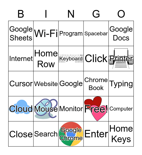 Computer Valentine's Bingo Card