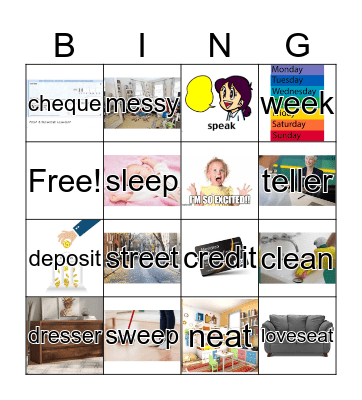 Sort 16: Short and Long E Bingo Card