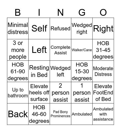 Mobility Bingo - Support Staff Edition Bingo Card