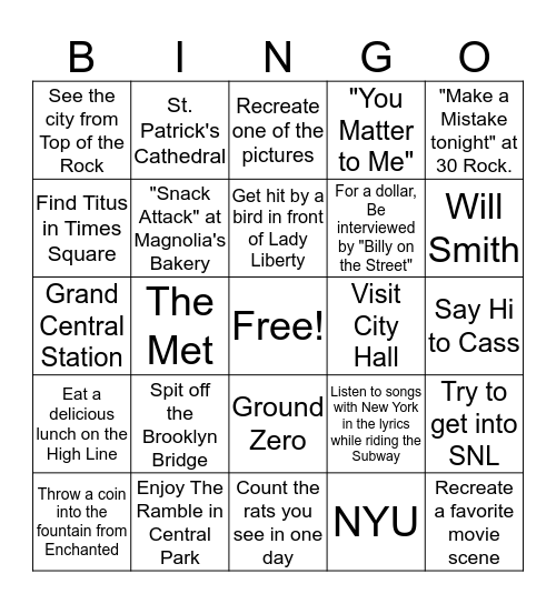 New York! Bingo Card