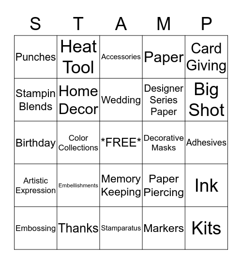 Stampin' Up! Bingo Card