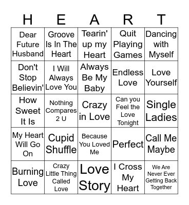 Belated Valentine Bingo Card