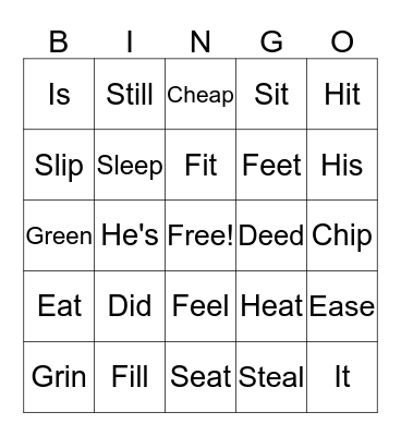 English Class Bingo Card