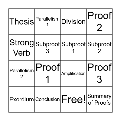 Essay 5 BINGO  Bingo Card