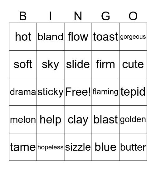 terms Bingo Card