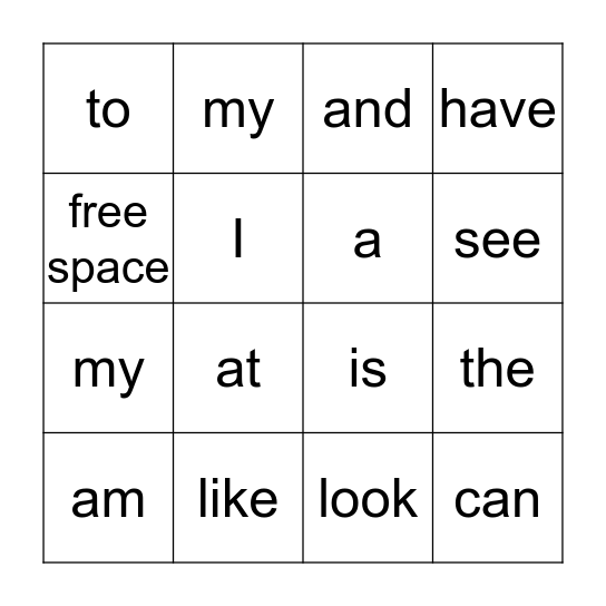 Bingo Sept/Oct Sight Words Bingo Card