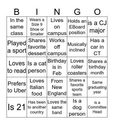 Get to Know BINGO Card