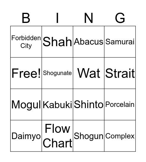 Unit 4 Lessons 4-7 Vocab Bingo!! Bingo Card