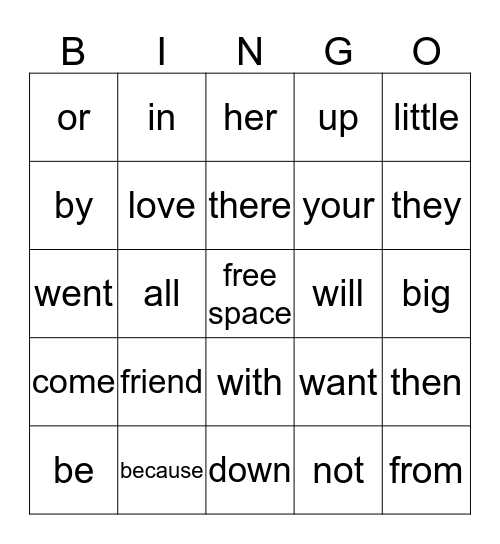 Sight words Feb/March Bingo Card