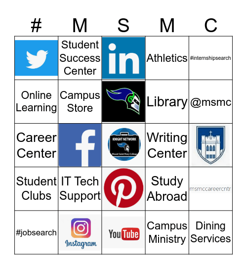 Social Media @MSMC Bingo Card