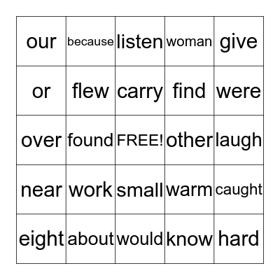 Grade 1 February Bingo Card