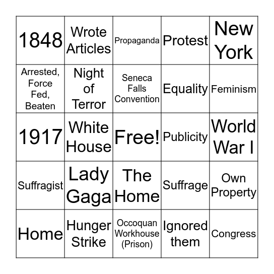Women's Rights Bingo Card