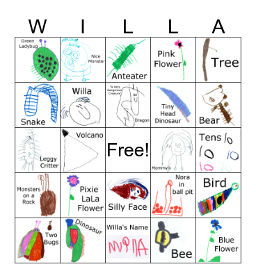 Willa's Four-ocious Birthday Bingo Card