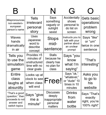 Ops Bingo Card