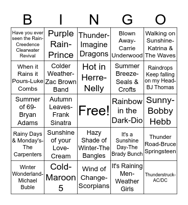BB31 How's the Weather? Bingo Card