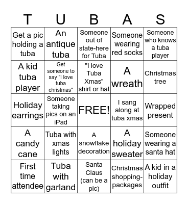 I Love Tuba Christmas! Bingo Card