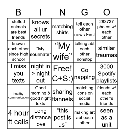 Chy Bingo!  Bingo Card