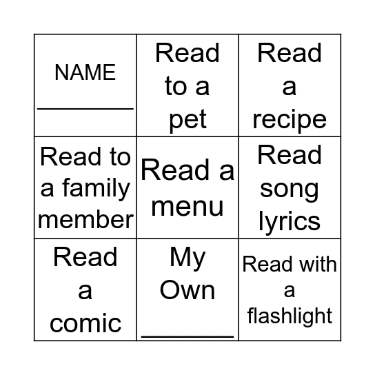 Book Bingo Card