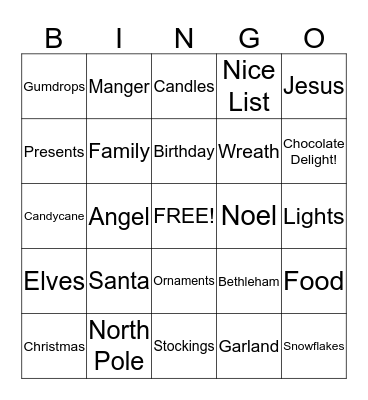 Christmas Bingo Card