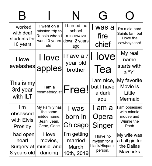 Human Bingo Card