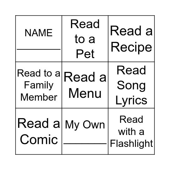 Book Bingo Card