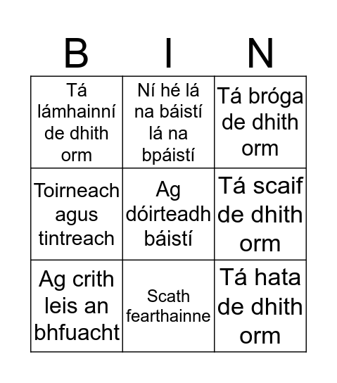 Aimsir  Bingo Card