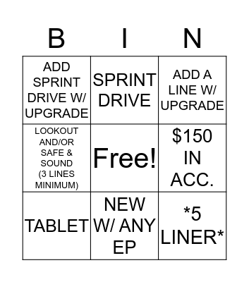 North Beach Bingo Card