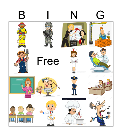Occupations Bingo Card