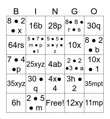 Expanded Multiplication Bingo Card