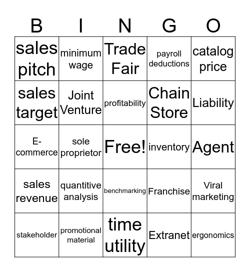 Administration, Business and Sales Bingo Card