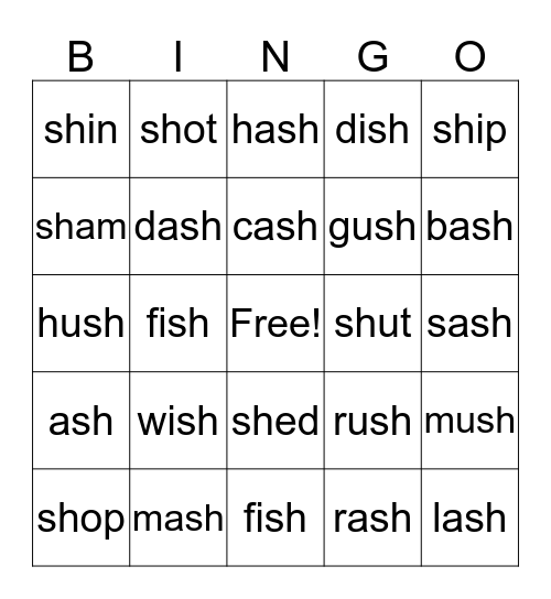 sh Bingo Card