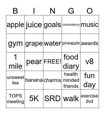 TOPS Bingo Card