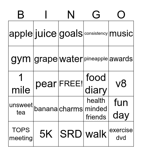 TOPS Bingo Card