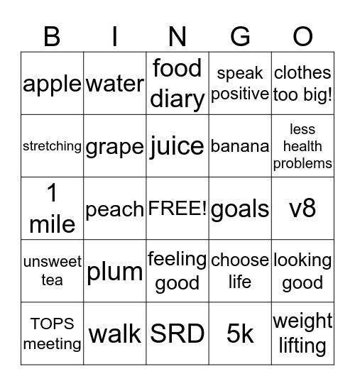 TOPS Bingo Card