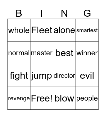 Ninja Elise Bingo Card