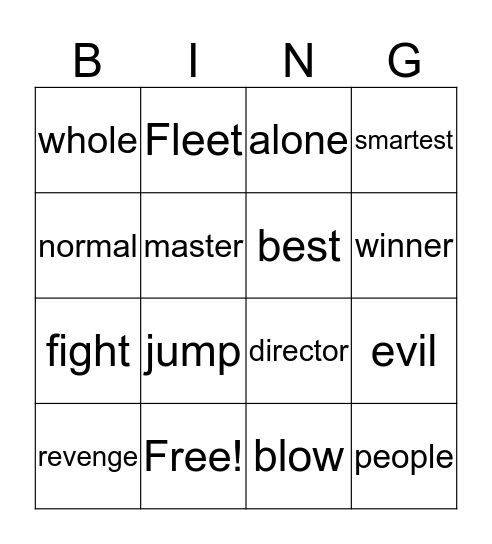 Ninja Elise Bingo Card