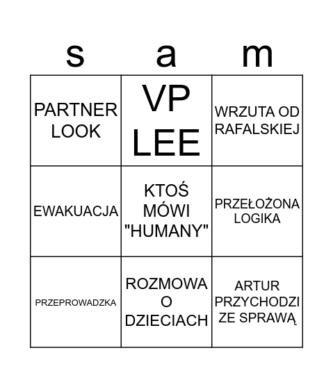 Samsi bingo Card