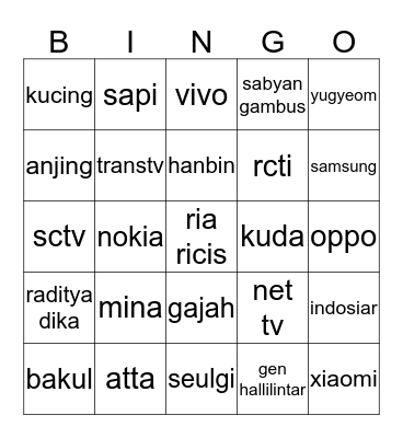 Seulbear Bingo Card