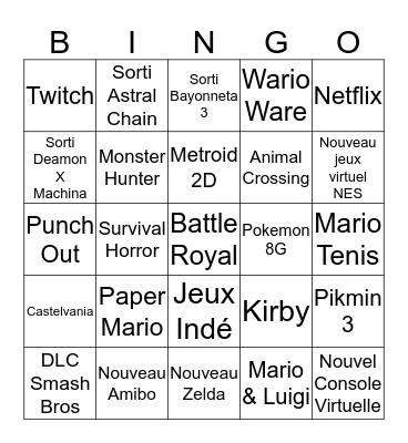 Nintendo Direct Bingo  Bingo Card