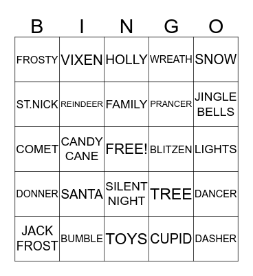 CHRISTMAS 2013 Bingo Card