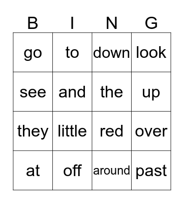 B Bingo Card