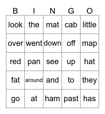 B Bingo Card