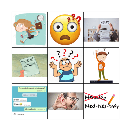 Classroom Language Bingo Card