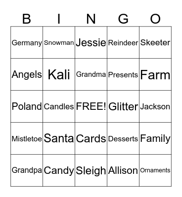 House's Christmas Bingo Card