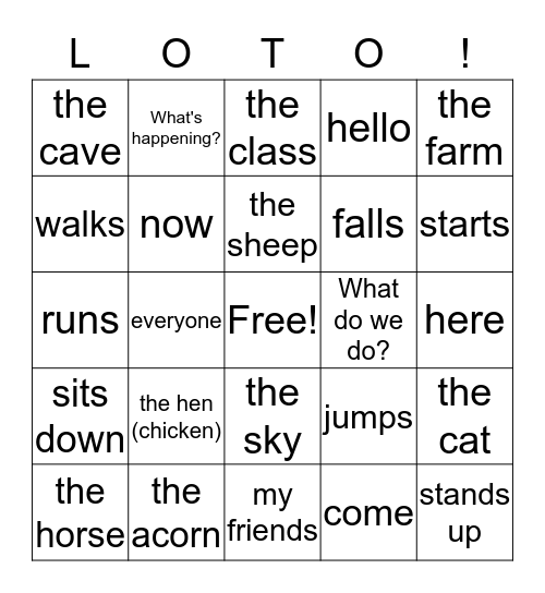 Friday LOTO! Bingo Card