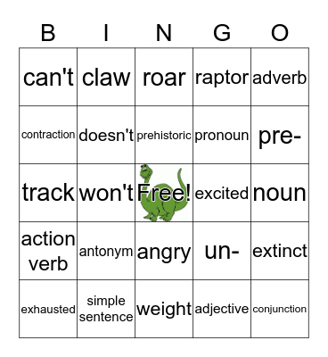 Dino Bingo Card