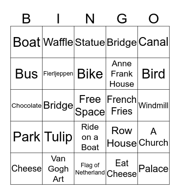 Amsterdam, Netherlands Bingo Card
