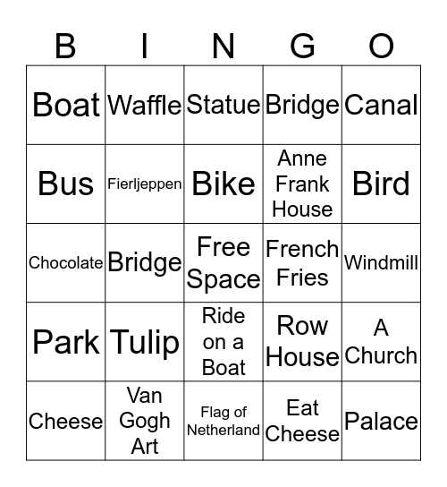 Amsterdam, Netherlands Bingo Card
