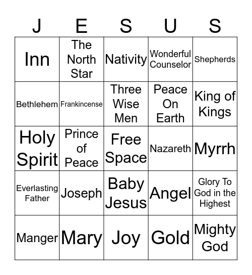 Jesus Birth Bingo Card