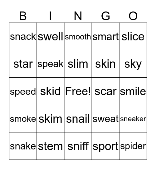 S Blends Bingo Card